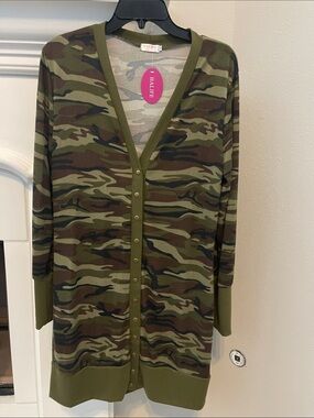 Alife Olive & Brown Camouflage Long Cardigan Blazer